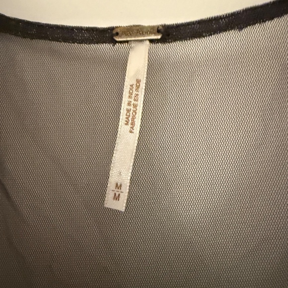 Free People Beaded Embellished Mesh/Sheer Mini Slip Dress Charcoal - Picture 4 of 4